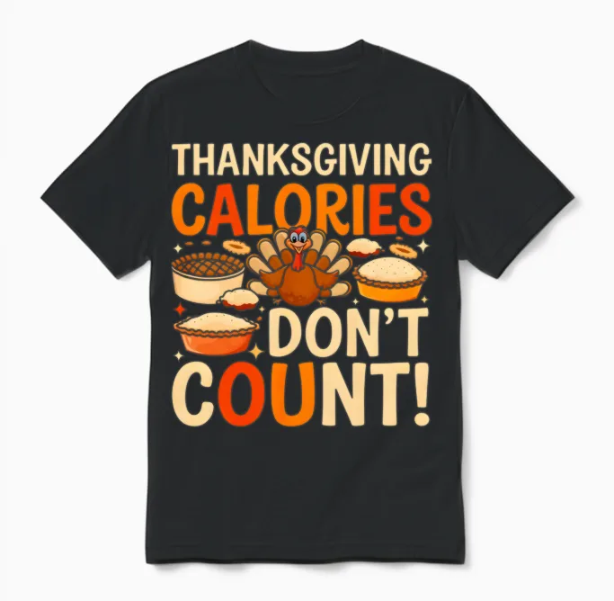 Funny Thanksgiving Thanksgiving Caloris Dont Count Unisex T-Shirt in Black