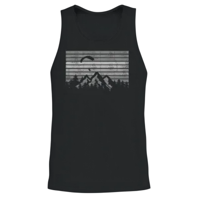 Retro Paragliding Over the Mountains Unisex Tank Top - Black