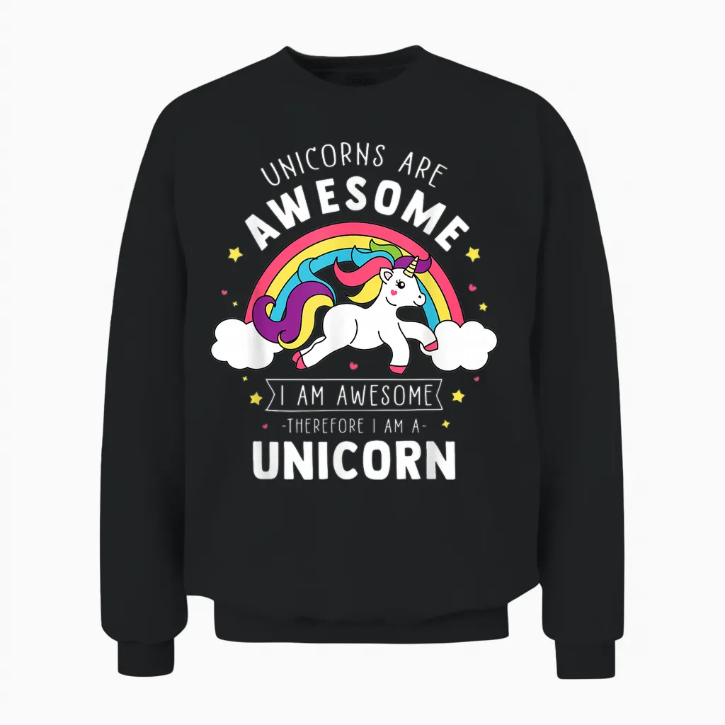 Unicorns Are Awesome I'm a Unicorn - Funny Rainbow Gift T-Shirt Small Unisex Sweatshirt in Black