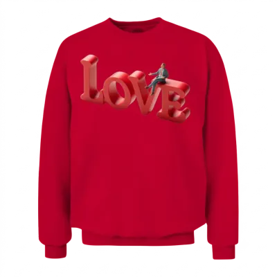 3d Love Typography with Creative Design Unisex Sweatshirt - Red