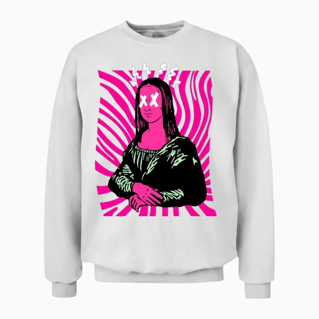 Bold Mona Lisa Unisex Sweatshirt in White