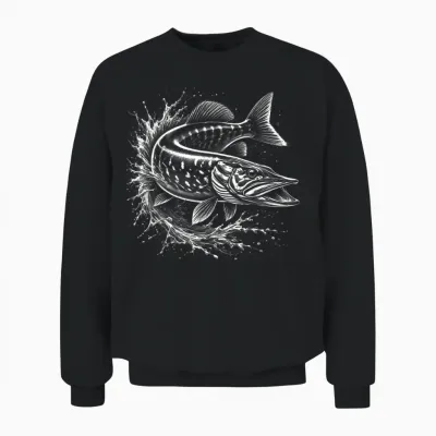 Hecht Im Sprung Aus Dem Wasser - Fisch-Design Für Angler Unisex Sweatshirt - Black