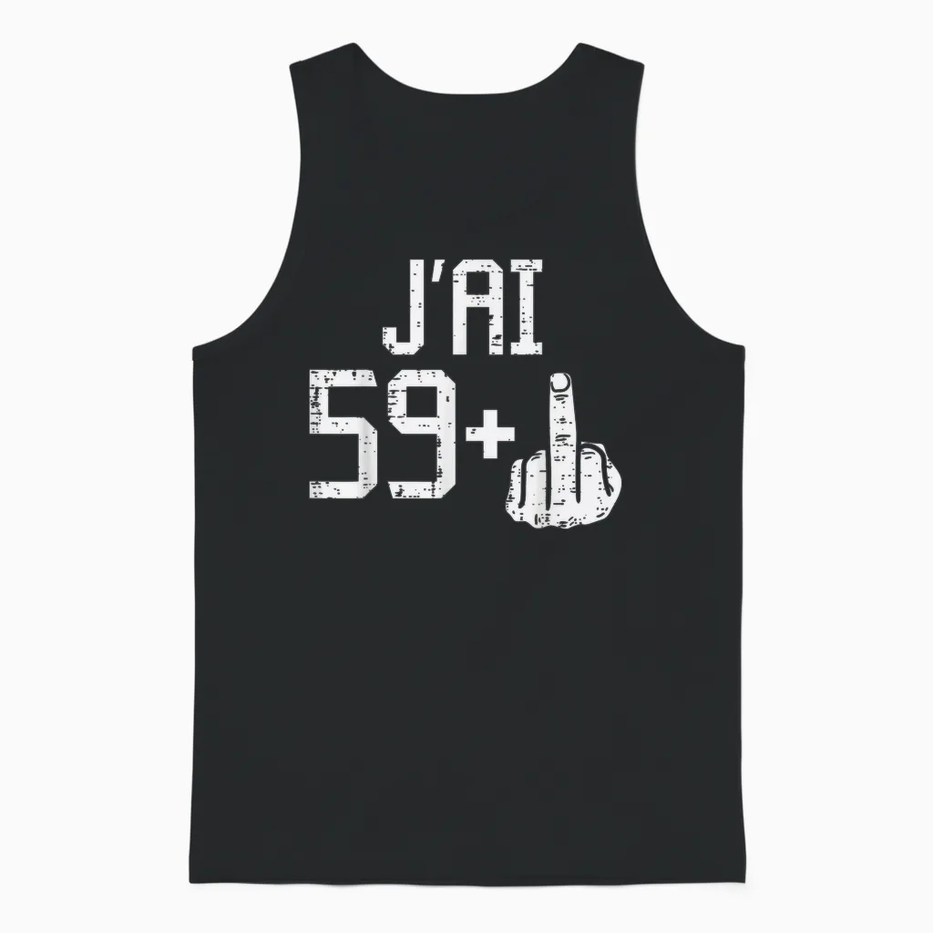59+ Finger of Honour Birthday Funny 60th Birthday Gift T-Shirt, Black Unisex Tank Top in Black