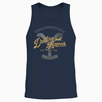 Yellowstone Dutton Ranch Est 1886 Iconic Logo Team Style T-Shirt, Black Unisex Tank Top - Navy