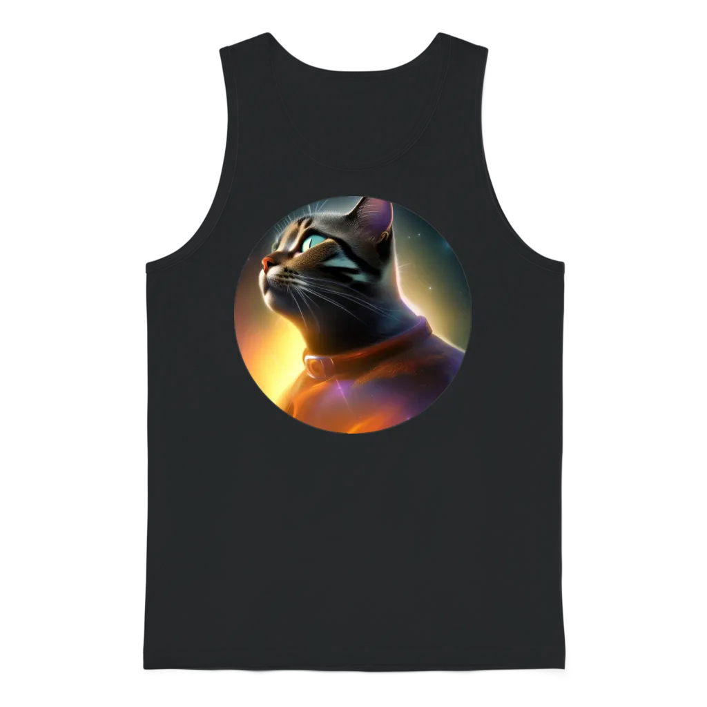 Funny Catstronaut Unisex Tank Top - Black