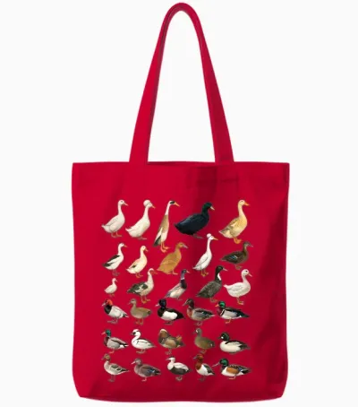 Tableau D'identification Des Espèces Et Races De Canards Manche Longue Tote Bags - Red