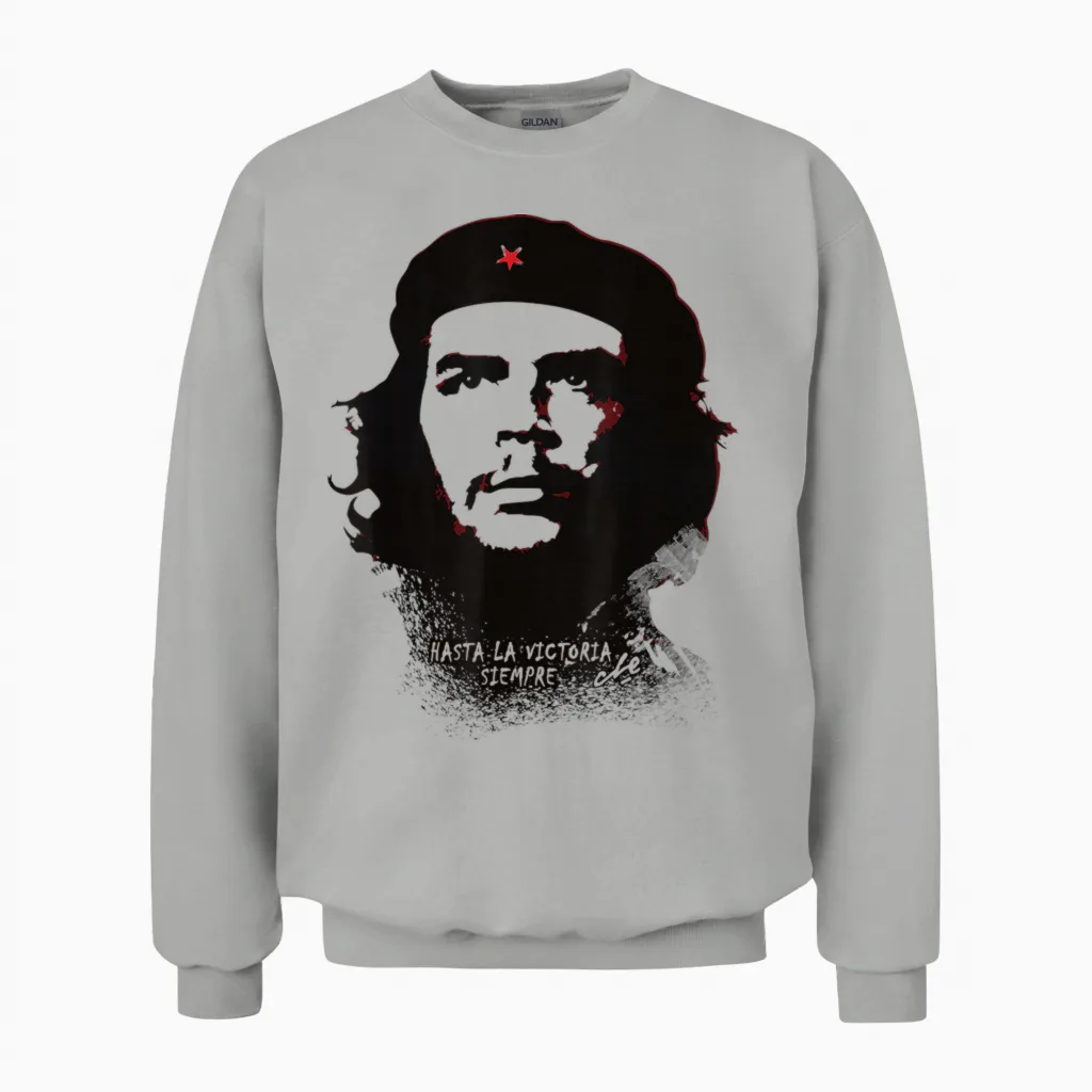 Che Guevara Shirt Red Hasta La Victoria Siempre Revolution Unisex Sweatshirt in Ash