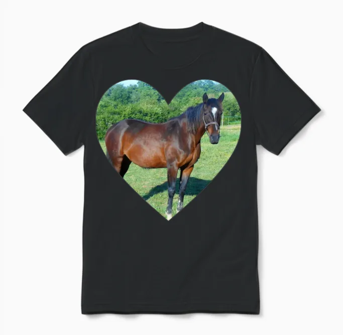 Horse Heart Design Lovers Unisex T-Shirt in Black