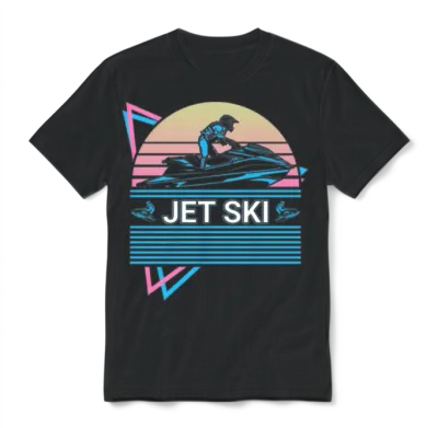Jet Ski Retro Unisex T-Shirt - Black