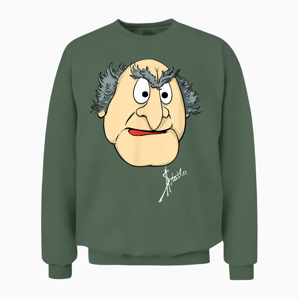 Disney the Muppets Statler Big Face Unisex Sweatshirt in Military Green