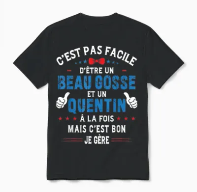 Funny Christmas Gift for Men Beau Gosse Quentin Humour Unisex T-Shirt - Black