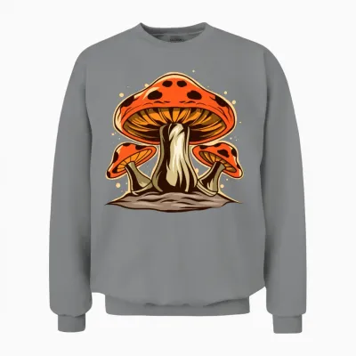 Mushrooms, Psychedelic, Retro, Hippie Unisex Sweatshirt - Sport Grey