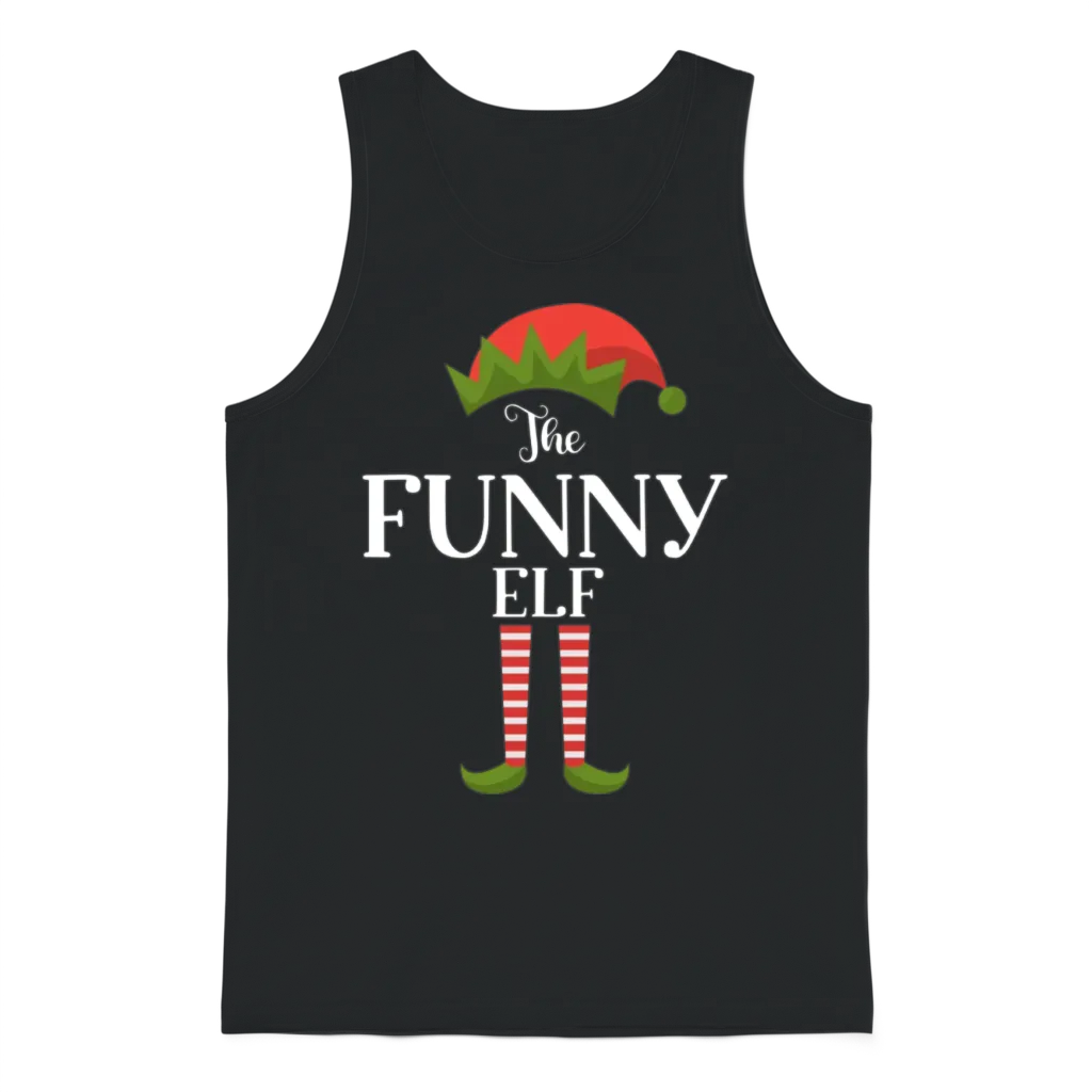 Funny Elf Funny Family Christmas Matching Unisex Tank Top - Black