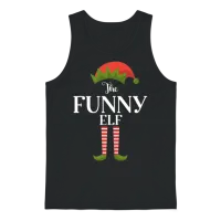 Funny Elf Funny Family Christmas Matching Unisex Tank Top - Black – 1