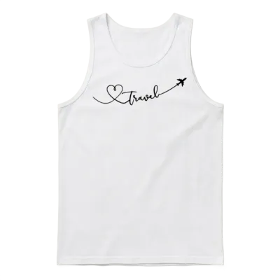 Travel Love with Plane Unisex Tank Top - White