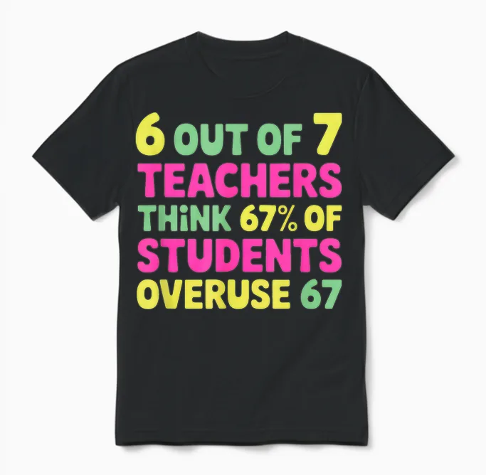 Funny 67 Teacher Shirt - Teacher 6 7 Funny Overuse 67 Unisex T-Shirt in Black
