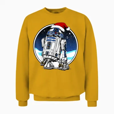 Star Wars Holiday Santa Hat Christmas R2-D2 Circle Unisex Sweatshirt - Gold