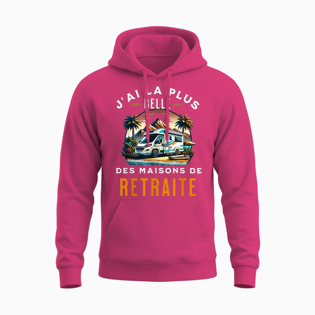 Retired Humor My Motorhome Retirement Gift Funny T-Shirt, Black Unisex Hoodie in Heliconia