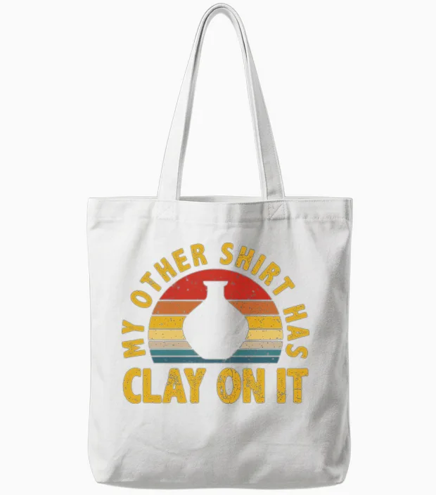 Funny Pottery Tote Bags in White
