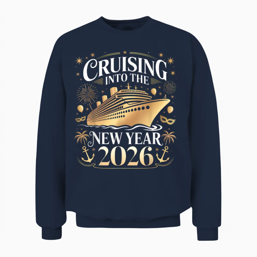 Cruising into 2026 New Years Eve Party Favors Family Holiday Unisex Sweatshirt in Navy