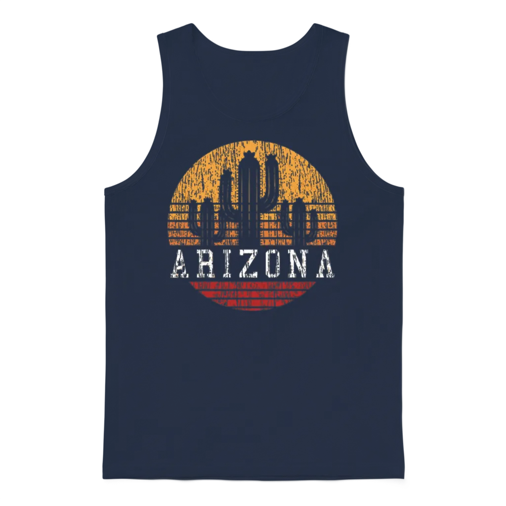 Arizona Vintage Retro Cactus Unisex Tank Top - Navy