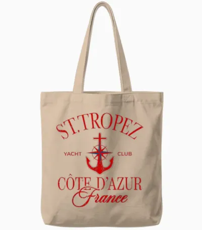 St. Tropez Cote D'azur Frankreich Segeln Vintage Anker Tote Bags - Natural