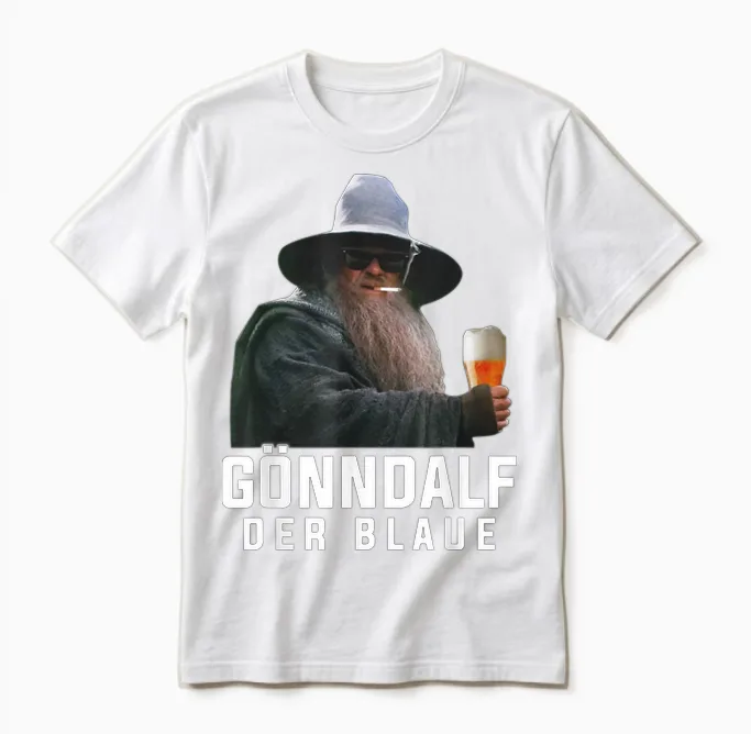 Gönndalf Der Blaue Biertrinker Saufen Bier Unisex T-Shirt in White