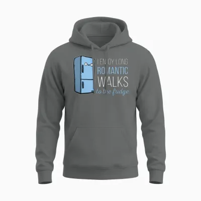 Fridge -I Enjoy Long Romantic Walks. to the Fridge Unisex Hoodie - Graphite Heather