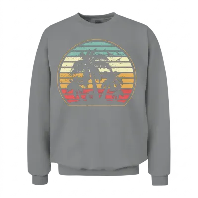 Retro Sunset Palm Tree Unisex Sweatshirt - Sport Grey