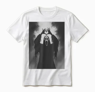 Ghost Heart Hands Scary Face Horror Poster Halloween Unisex T-Shirt - White