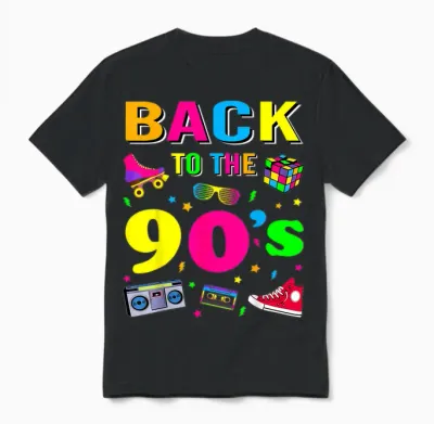 90s Retro Motto I Love 90's Unisex T-Shirt - Black