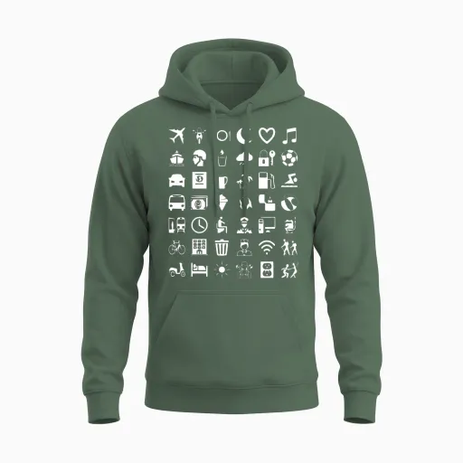 Symbol Travel Unisex Hoodie in Military Green
