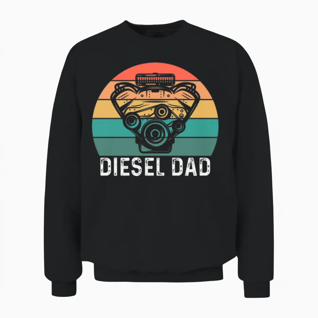 Vintage Diesel Mechanic Saying for Mechanic Dad Unisex Sweatshirt in Black