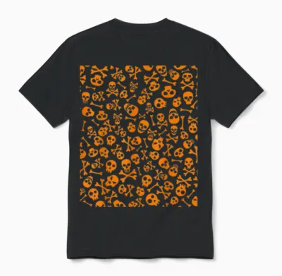 Motif Tête De Mort Et Os Croisés - Graphique Gothique D'halloween Unisex T-Shirt - Black