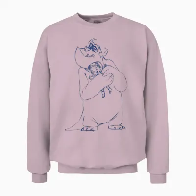Sketch Hugging Sully and Boo by Disney Pixar Monsters Inc. Unisex Sweatshirt - Light Pink