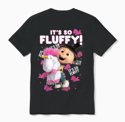 Despicable Me, It's So Fluffy, Agnes' Unicorn Hug Unisex T-Shirt - Black