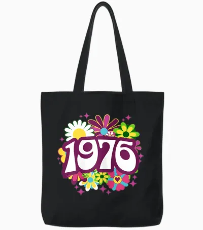 Retro Hippi Célébration 50 Ans Femme Anniversaire 1976 Tote Bags - Black