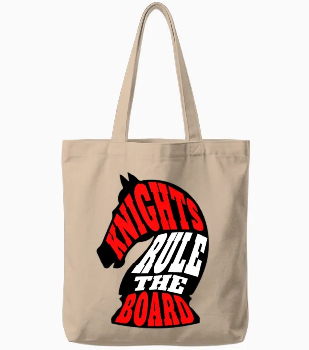 Knights Rule the Board Tote Bags in Natural