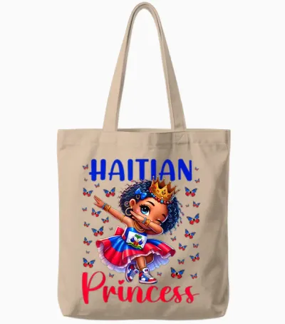 Haitian Princess Dabbing for Girls and Children Tote Bags - Natural