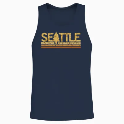 Retro Vintage Seattle Unisex Tank Top - Navy
