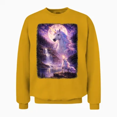Einhorn Heulend Auf Mond Vintage Funny Mystic Unisex Sweatshirt - Gold