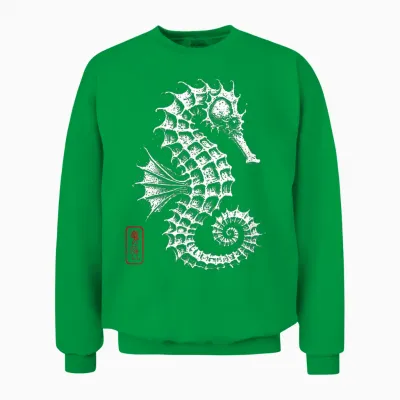 Seepferdchen Japanisches Kanji Ozeantier Kunst Unisex Sweatshirt - Irish Green
