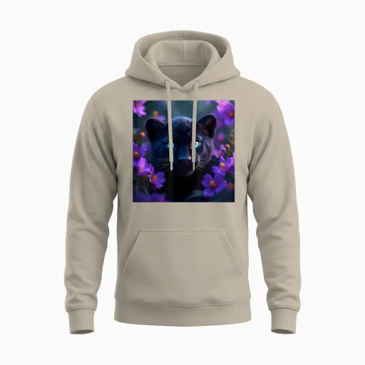 Fantastic Baby Panther Flowers Cute T-Shirt, Black, S Unisex Hoodie - Sand