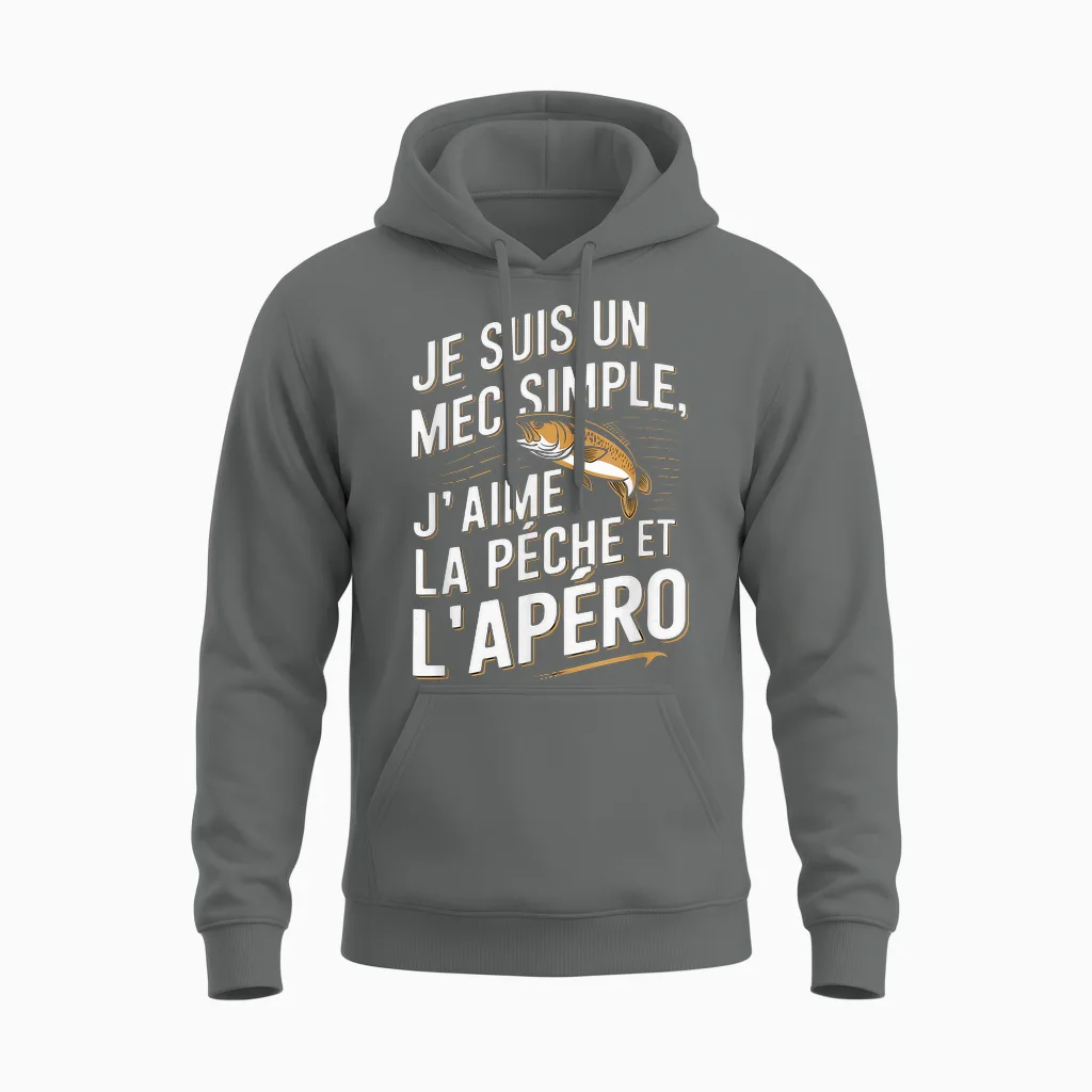 Je Suis Un Guy Simple Peach Apéro Humorous T-Shirt, Black, S Unisex Hoodie in Graphite Heather