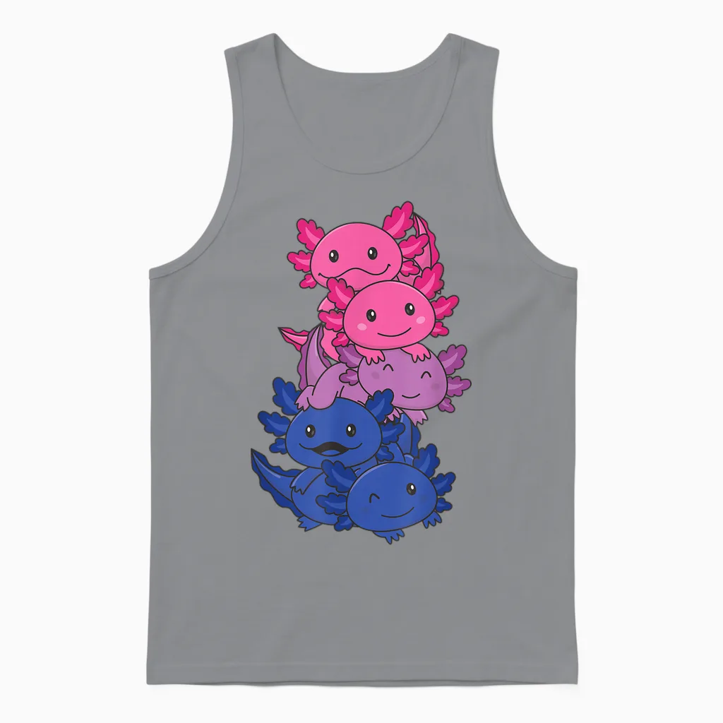 Bisexuell Flagge Pride Monat Lgbtq Bi Axolotl Unisex Tank Top in Sport Grey