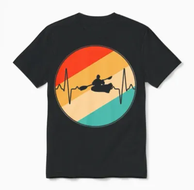 Kayak Retro Heartbeat Unisex T-Shirt - Black