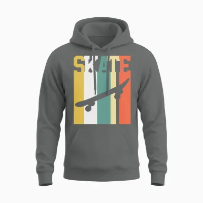Skate Skater Skateboard Retro Unisex Hoodie - Graphite Heather