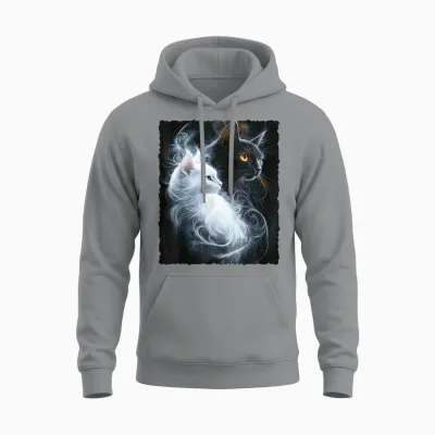 Süße Magische Katze Kätzchen Kitten Fantasy Kunst Unisex Hoodie - Sport Grey