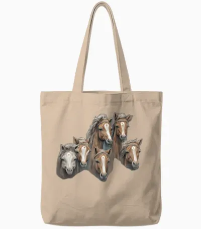Six Beautiful Horses Tote Bags - Natural