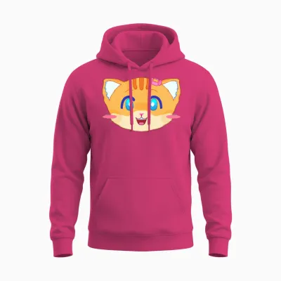 Sunny Kitten Face Bow Unisex Hoodie - Heliconia